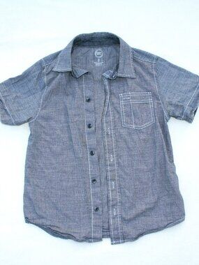 Boys 8 Button Down Short Sleeve Shirt Casual Layering School Top Navy White